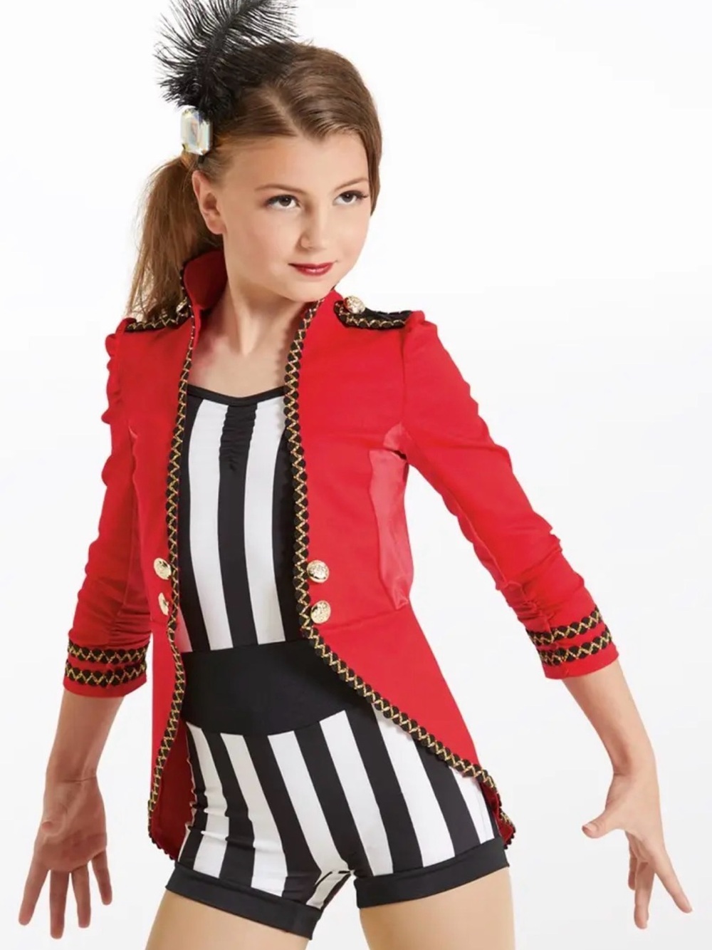 Weissman Studio Exclusive Circus Dance Costume Red Girls' Jacket with Gold Trim